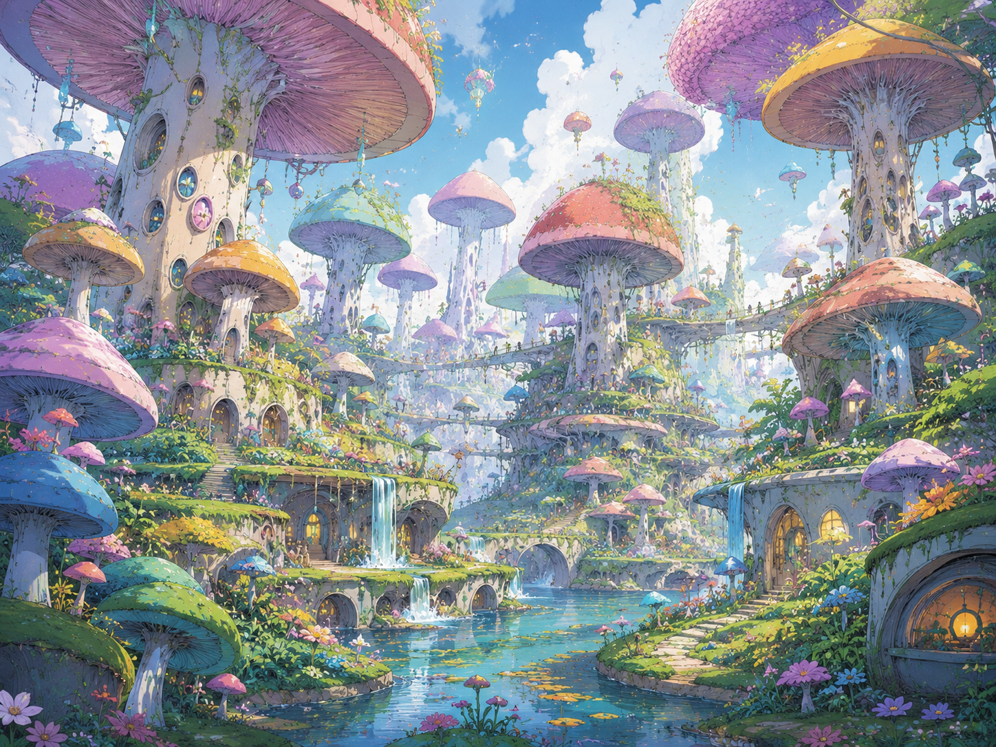 Illustration of mushroom compounds connecting with human biology